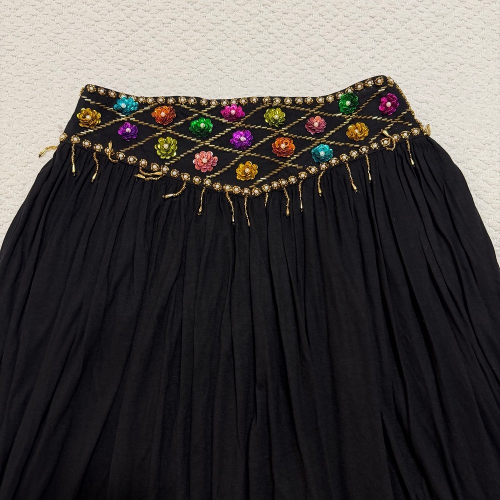 Vintage Tara’s Stars Flower Handmade Skirt with Pockets Black Size Large - Picture 2 of 12